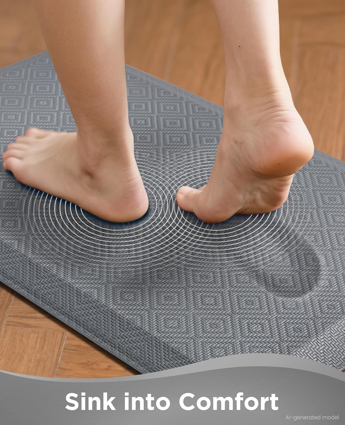 Grey Thick Waterproof Kitchen Cushion Mat