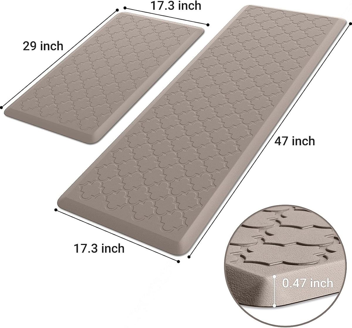 2PC Waterproof Foam Kitchen Mats