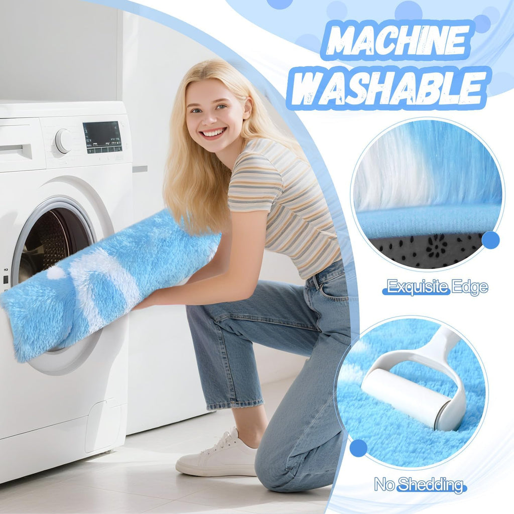 Frozen Hexagon Fluffy Girls Shag Rug
