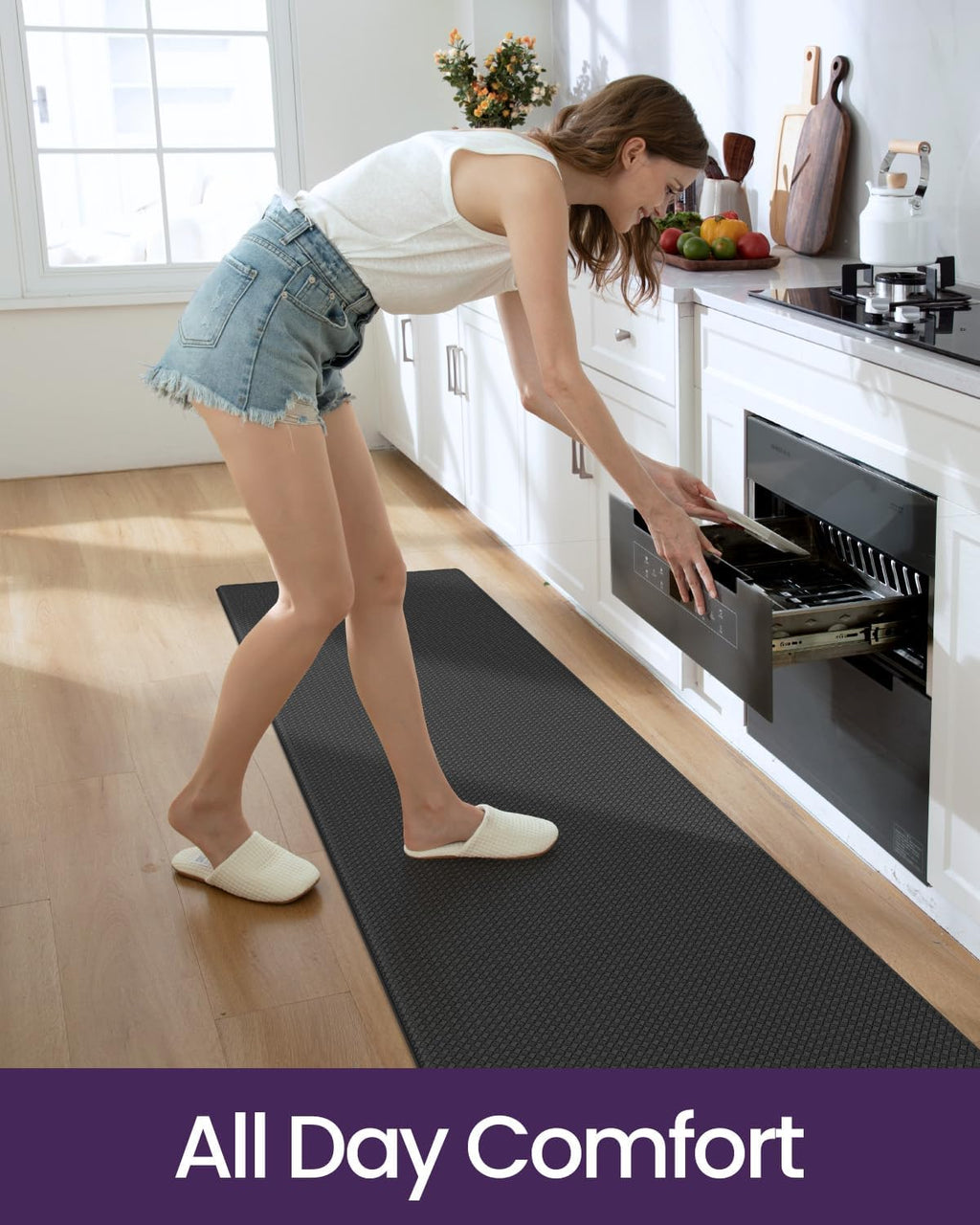 Black Foam Anti-Fatigue Kitchen Runner