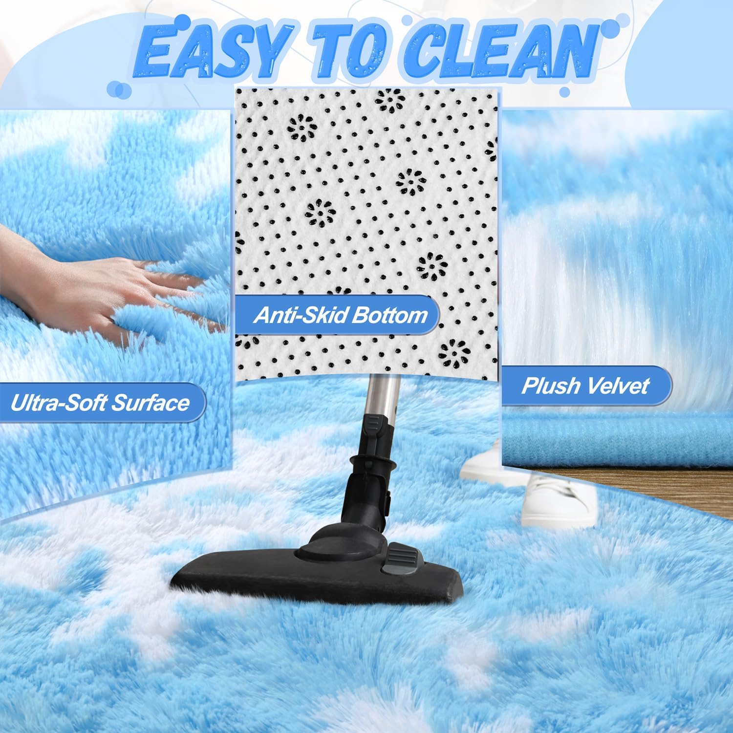 Frozen Hexagon Fluffy Girls Shag Rug