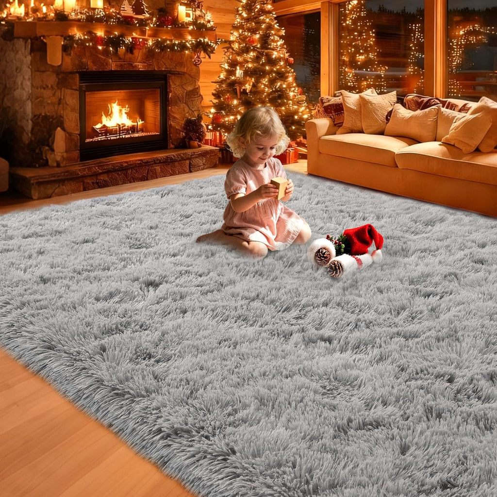 Grey Thick Non-Slip Fluffy Shag Rug