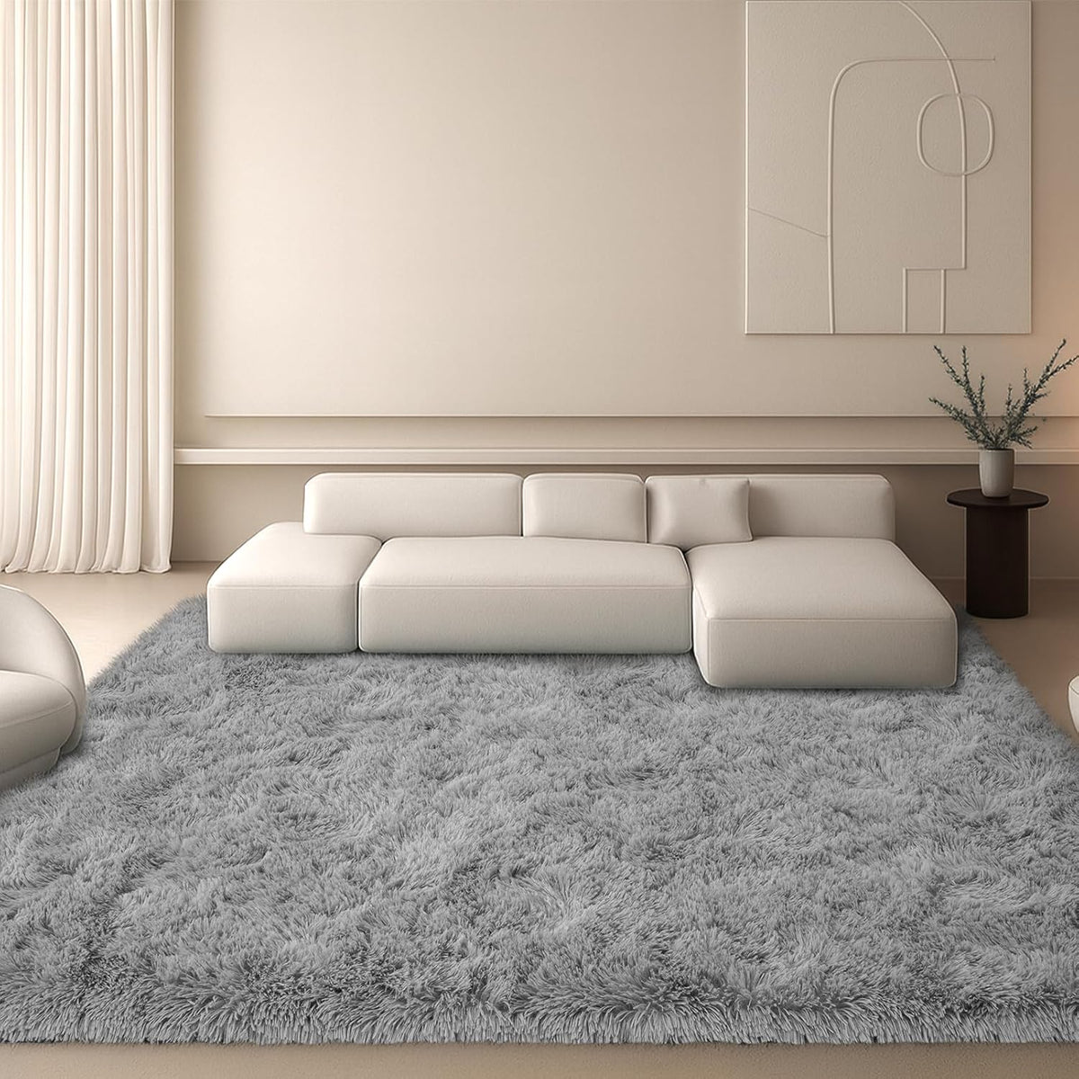 Grey Thick Non-Slip Fluffy Shag Rug