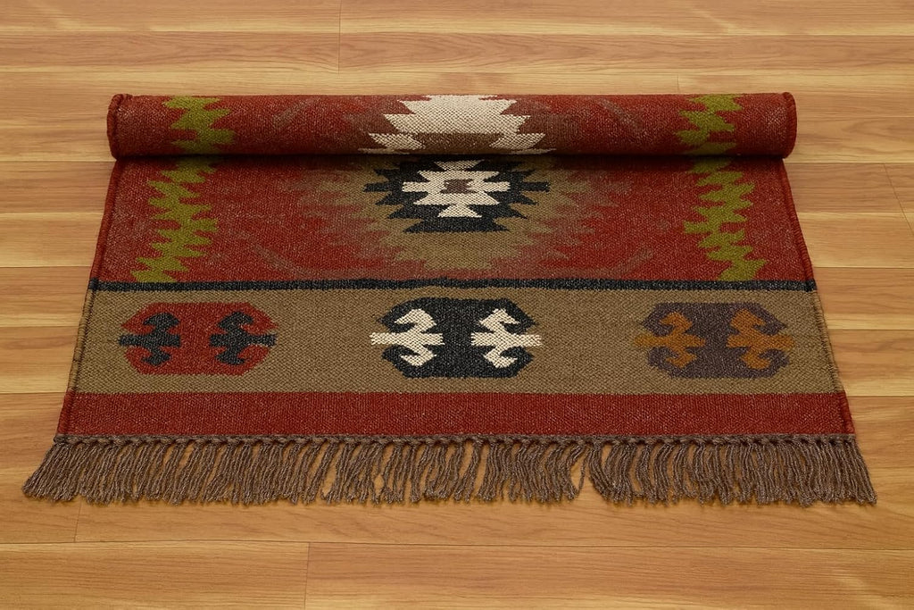 Multicolor Reversible Woven Kilim Rug