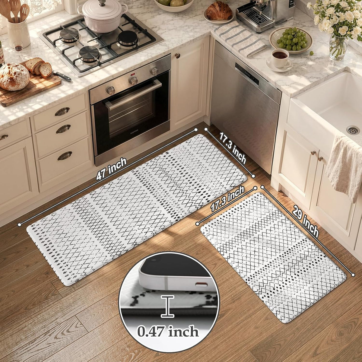 Black White Waterproof Foam Mat Set