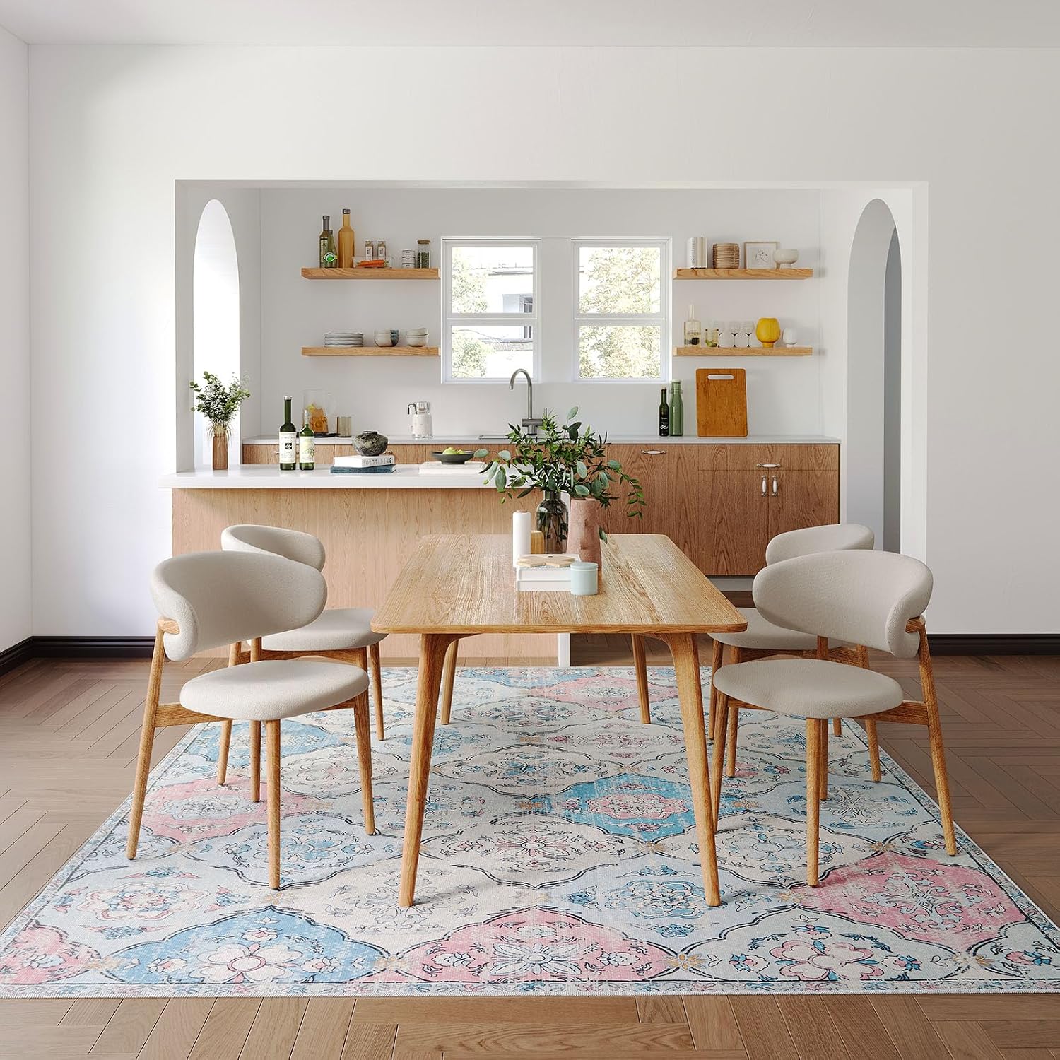 Pink Washable Moroccan Trellis Rug