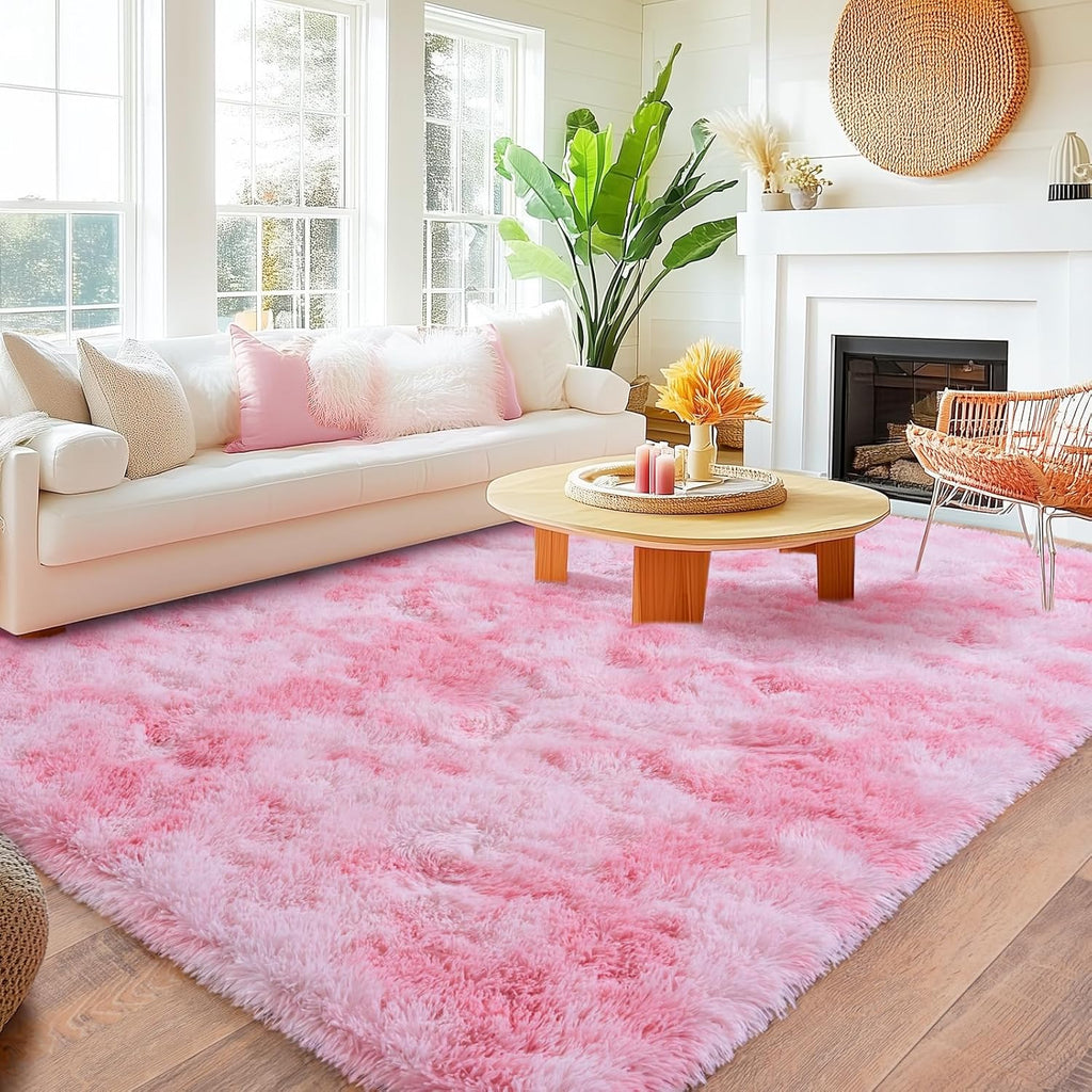 Pink Tie-Dye Non-Slip Fluffy Shag Rug