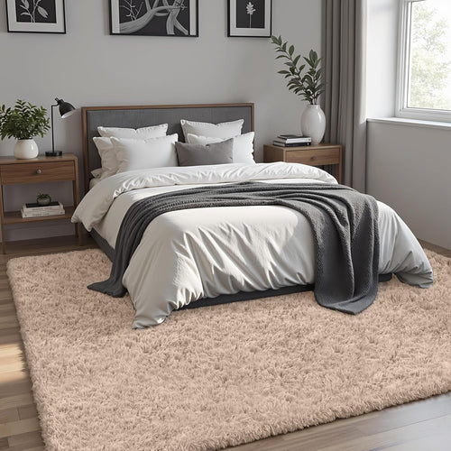 Beige Non-Slip Soft Fluffy Shag Rug