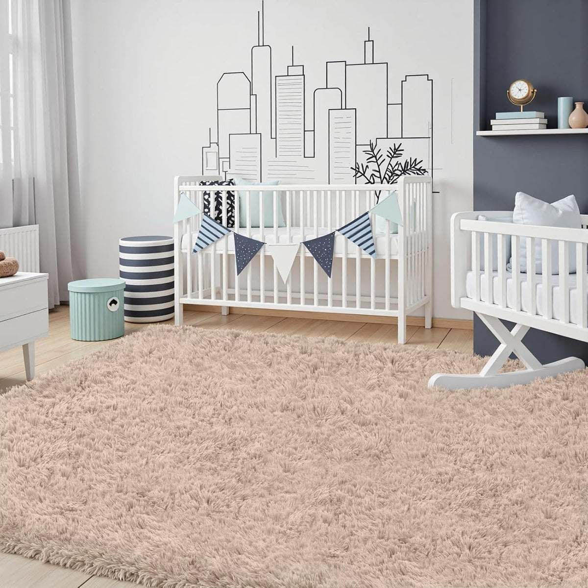 Beige Non-Slip Soft Fluffy Shag Rug