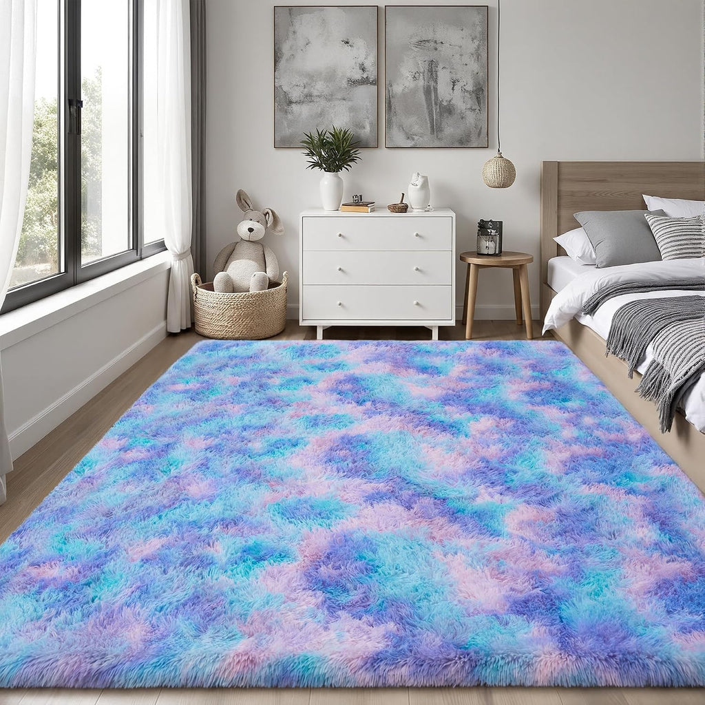 Rainbow Non-Slip Fluffy Kids Shag Rug