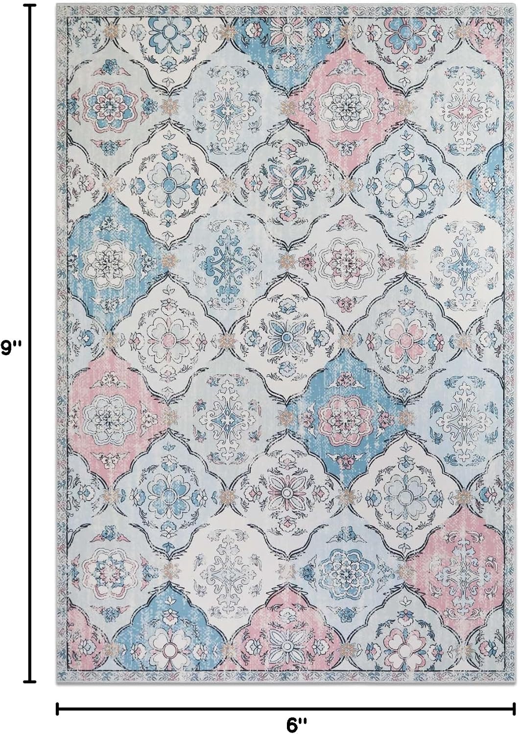 Pink Washable Moroccan Trellis Rug