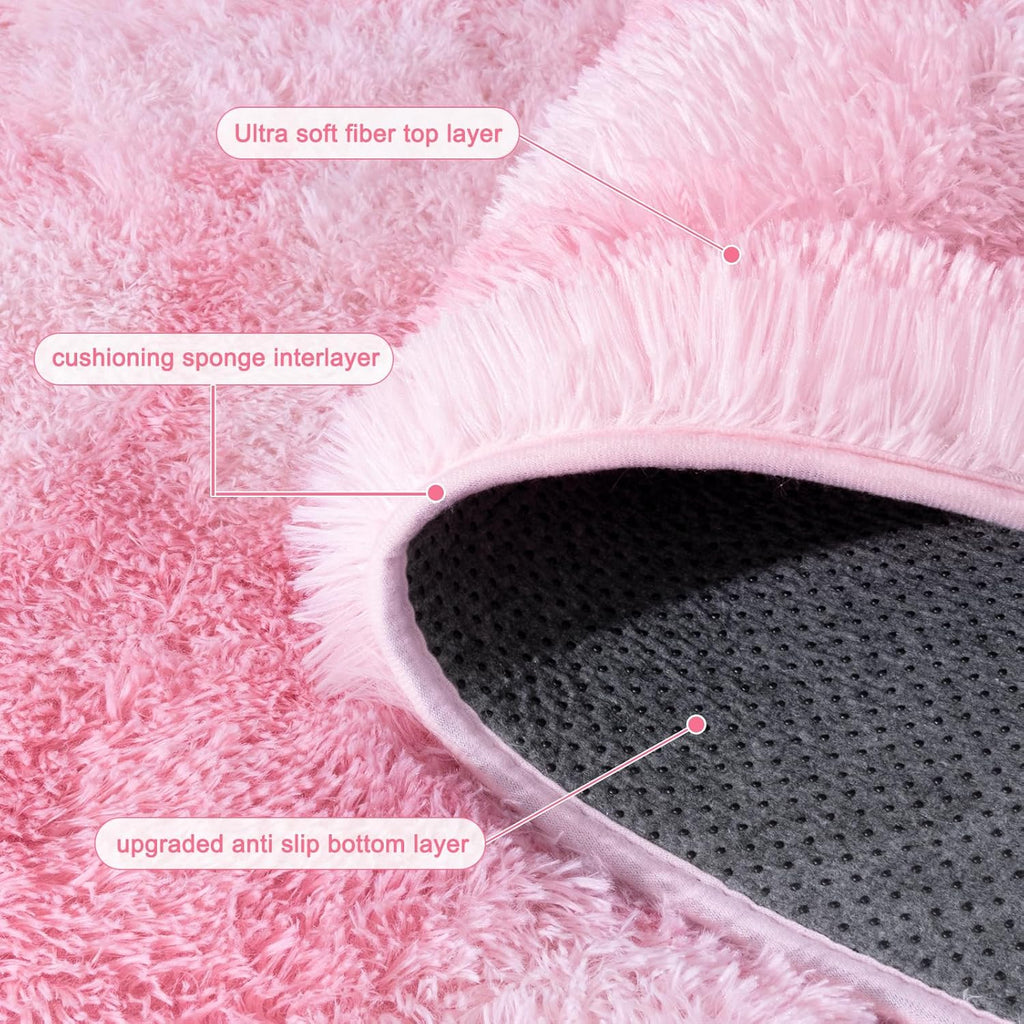 Pink Tie-Dye Non-Slip Fluffy Shag Rug