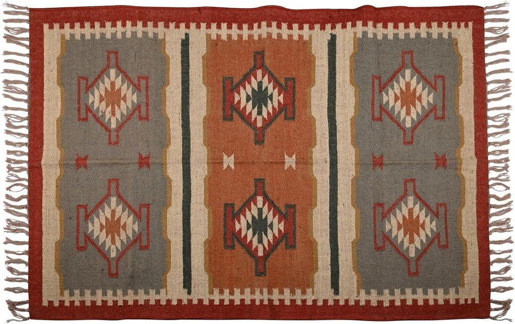Multicolor Woven Jute Kilim Runner Rug