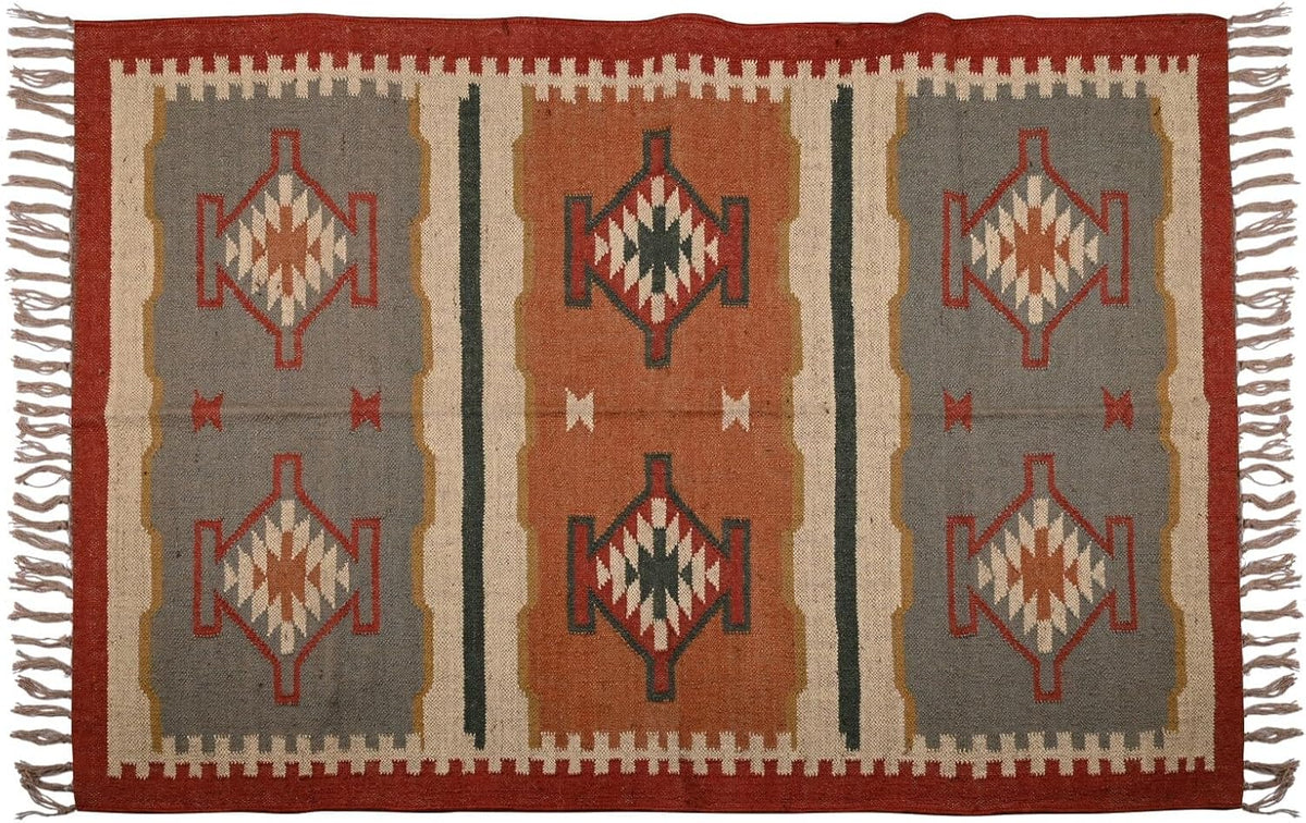 Multicolor Woven Jute Kilim Runner Rug