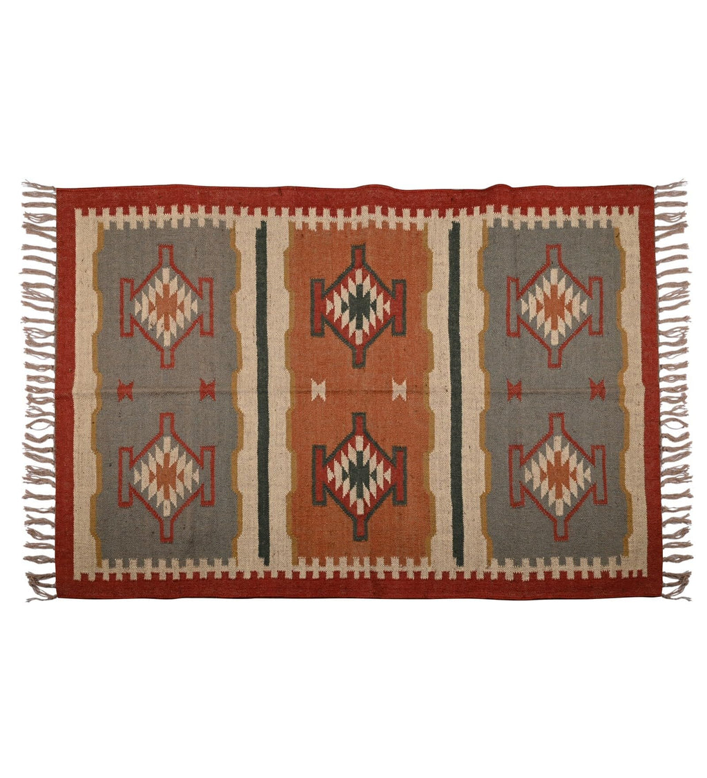 Multicolor Woven Jute Kilim Runner Rug