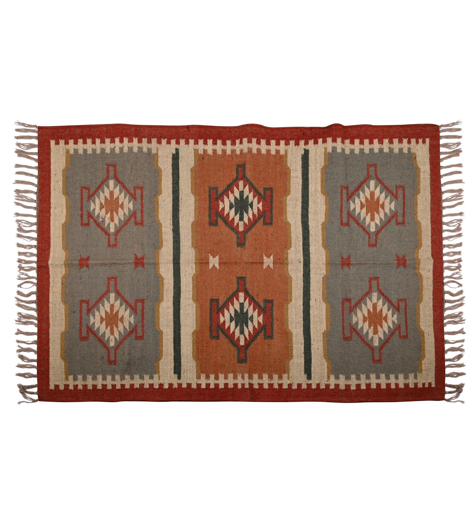 Multicolor Woven Jute Kilim Runner Rug