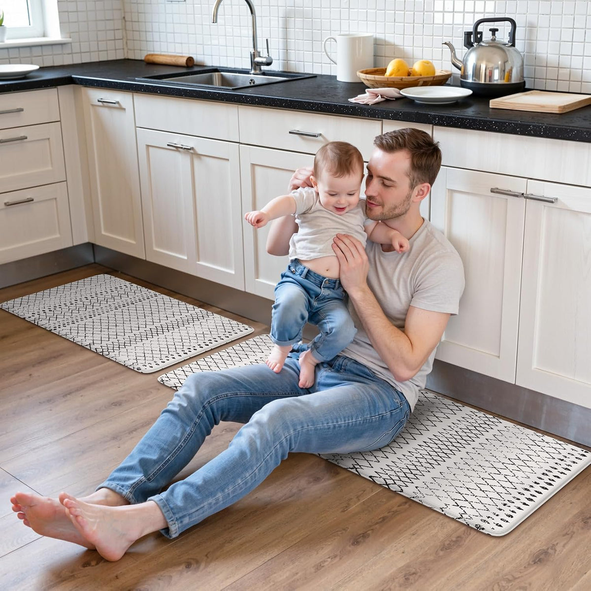 Black White Waterproof Foam Mat Set