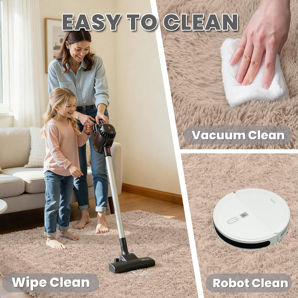 Beige Non-Slip Soft Fluffy Shag Rug