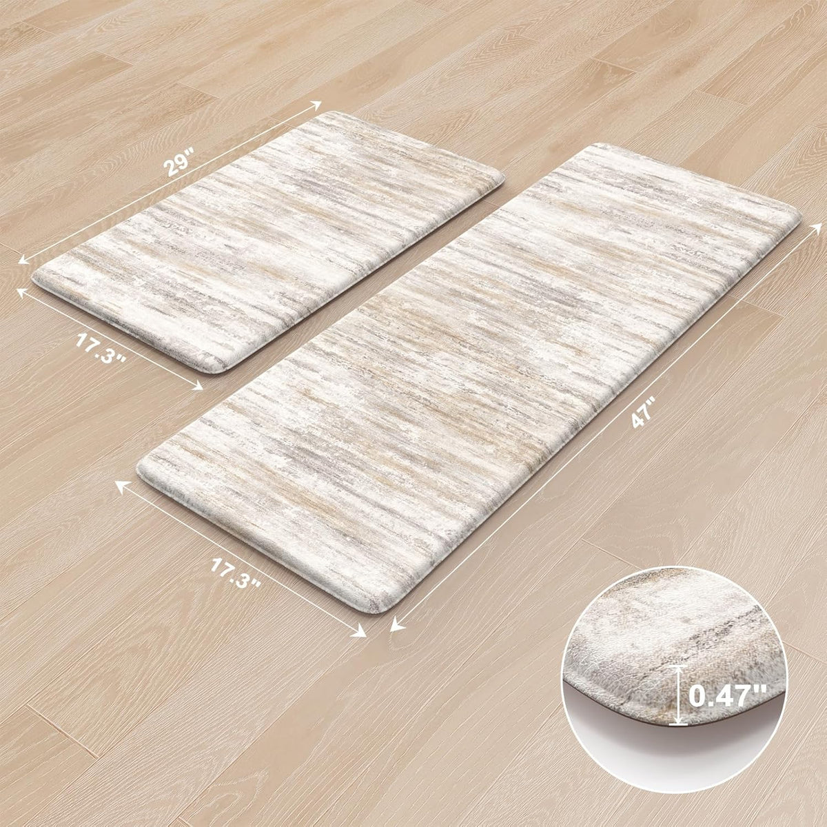 Brown Abstract Foam Kitchen Mat Set