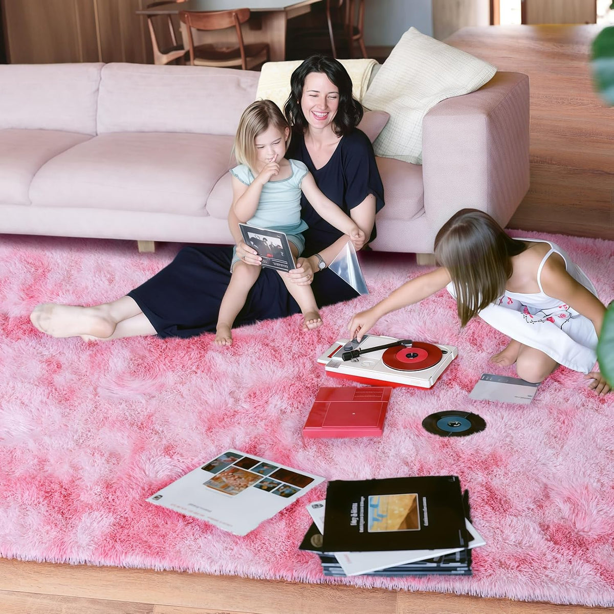 Pink Tie-Dye Non-Slip Fluffy Shag Rug