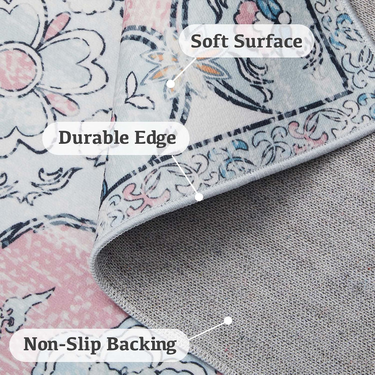 Pink Washable Moroccan Trellis Rug