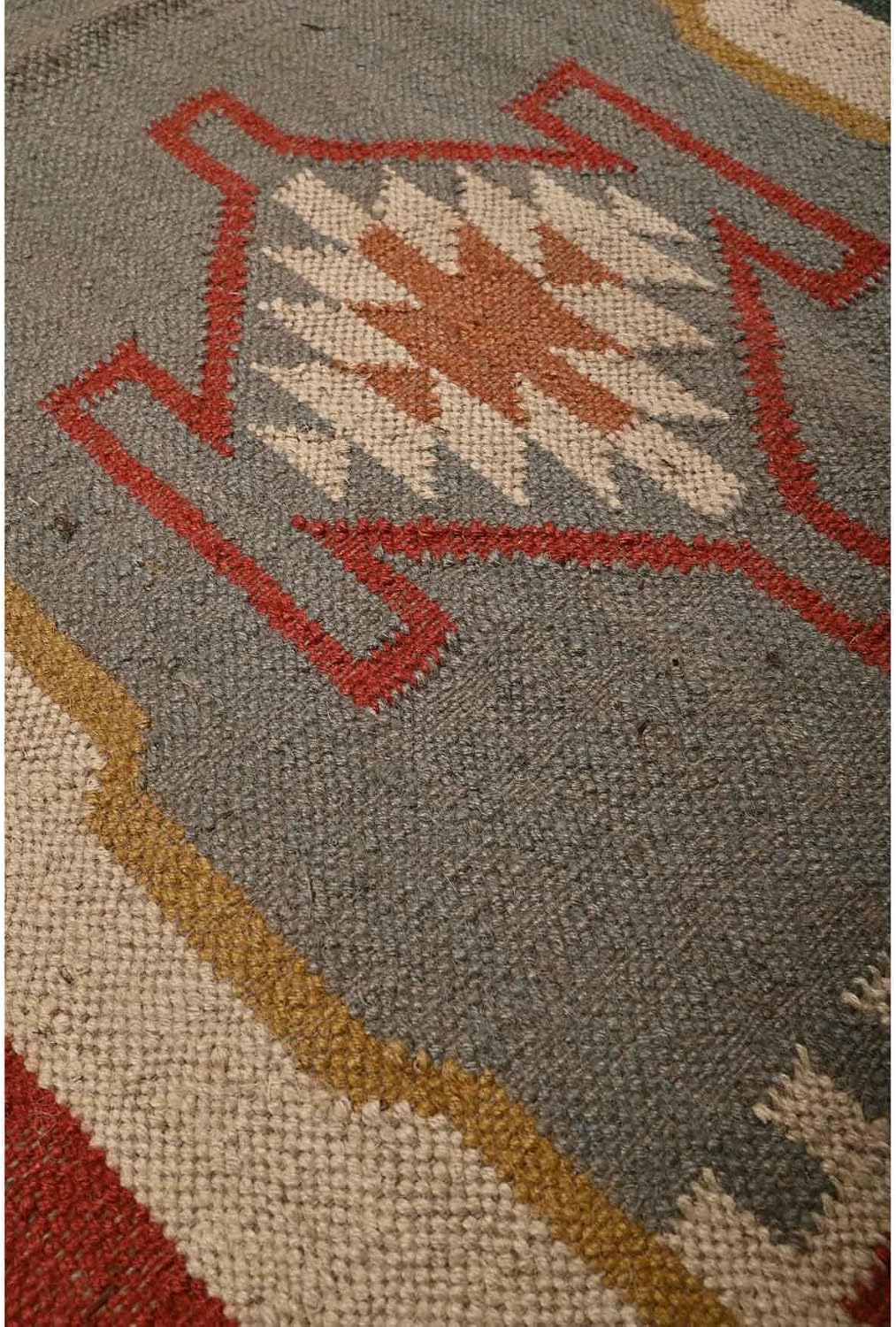Multicolor Woven Jute Kilim Runner Rug