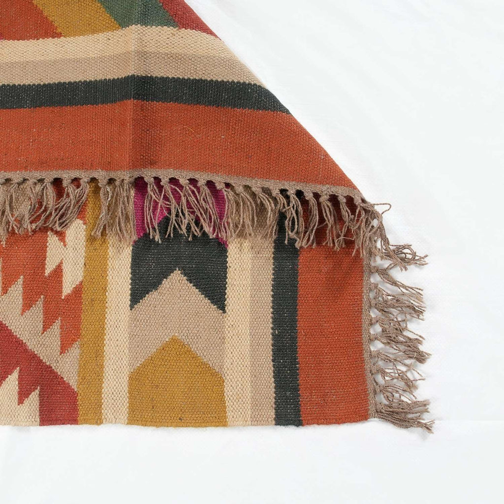 Boho Geometric Handwoven Jute Kilim Rug