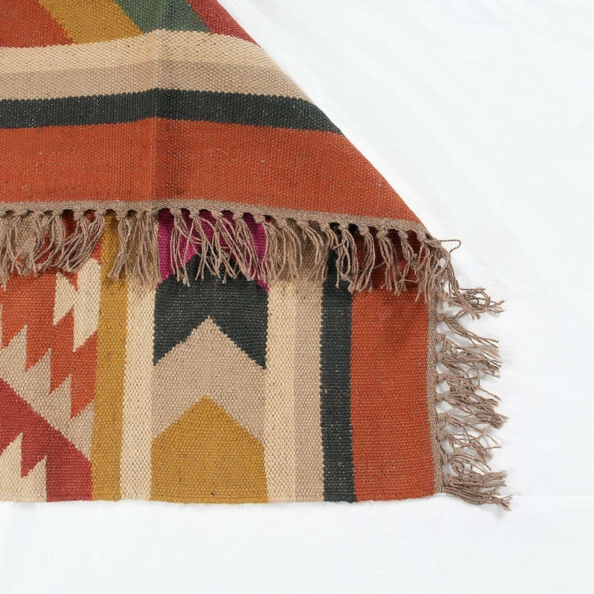 Boho Geometric Handwoven Jute Kilim Rug