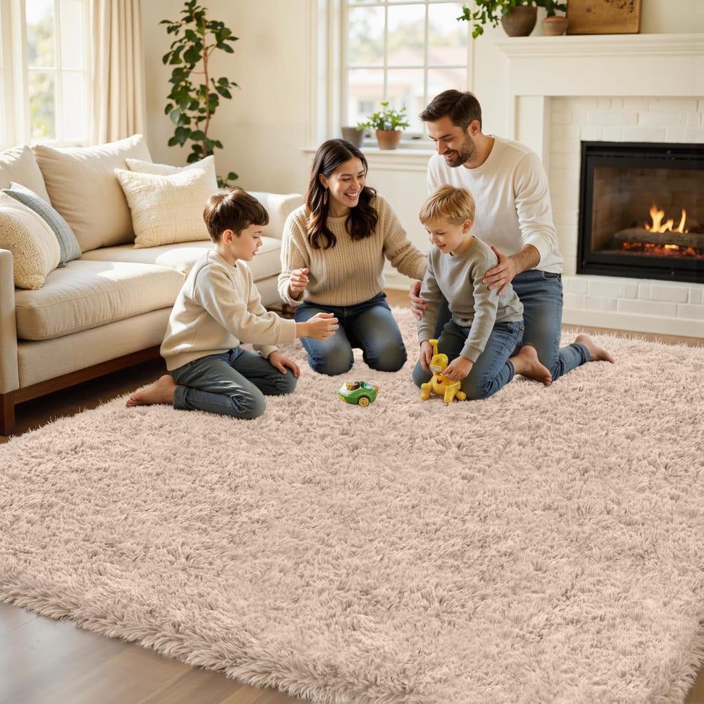 Beige Non-Slip Soft Fluffy Shag Rug