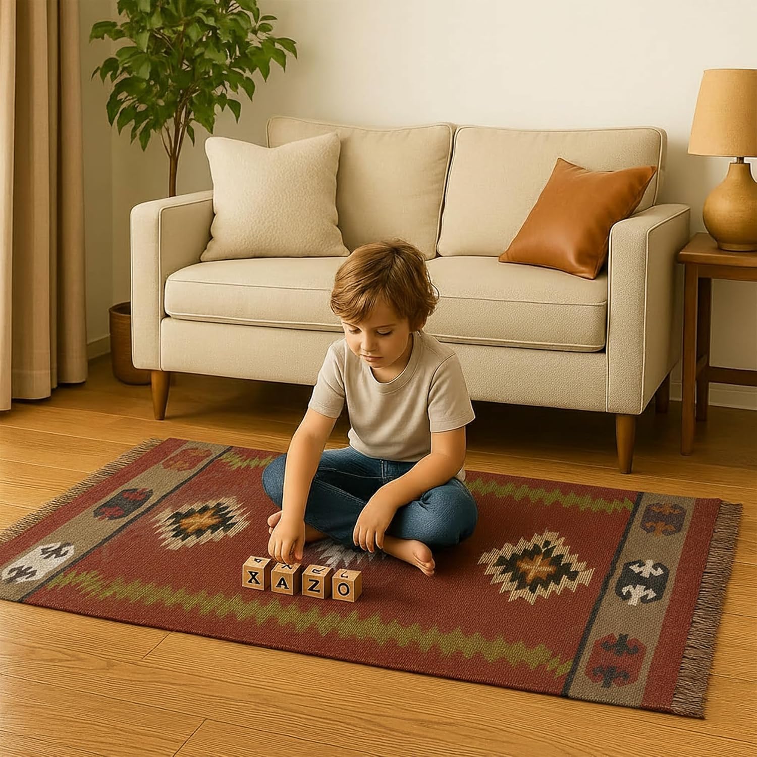 Multicolor Reversible Woven Kilim Rug