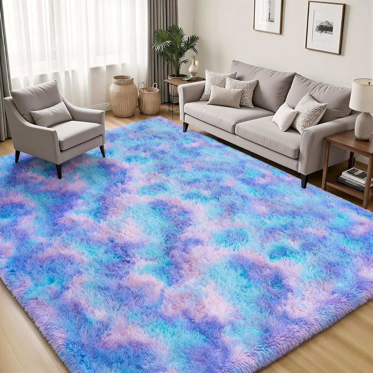 Rainbow Non-Slip Fluffy Kids Shag Rug
