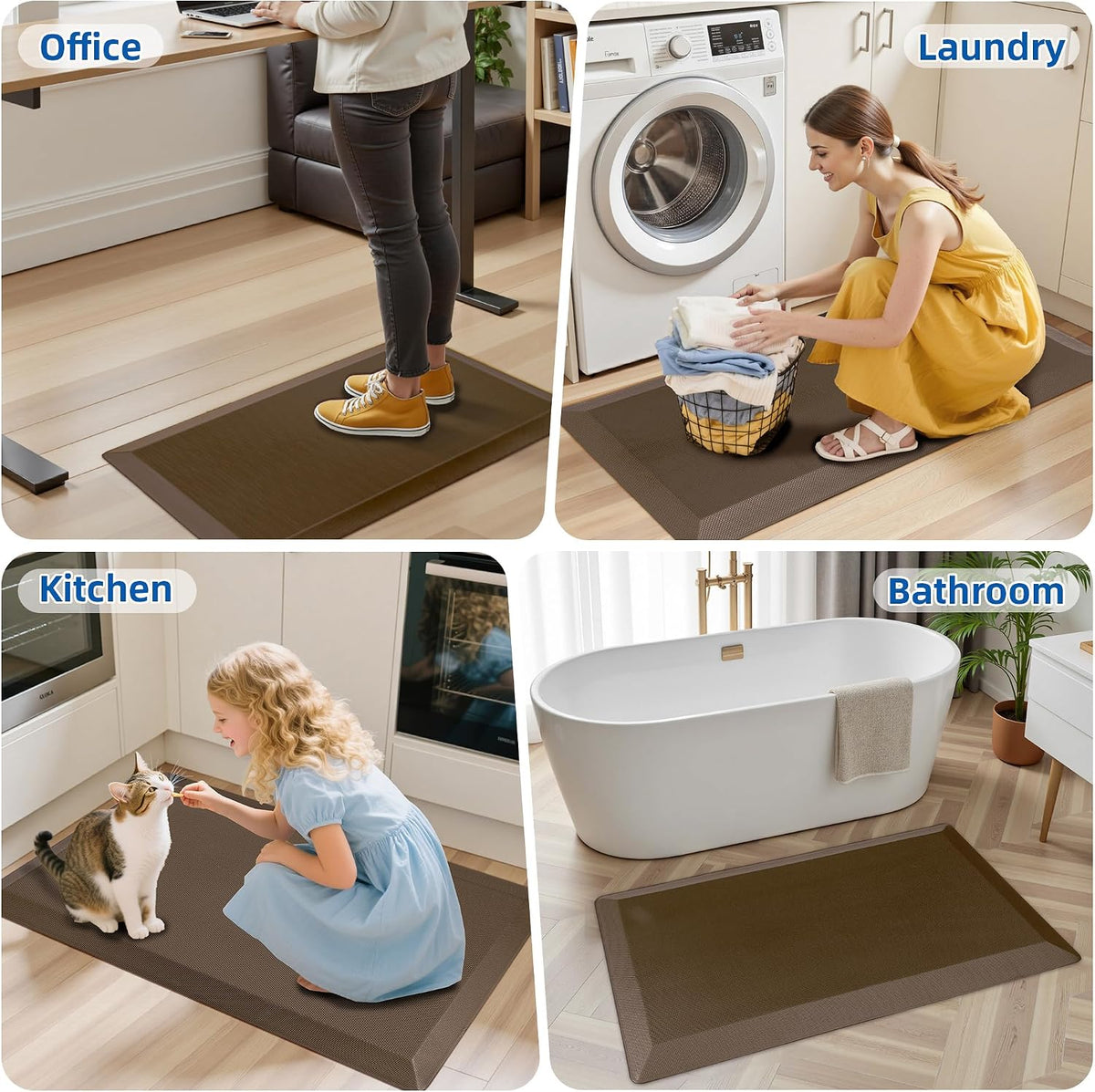 Brown Thick Waterproof Foam Kitchen Mat