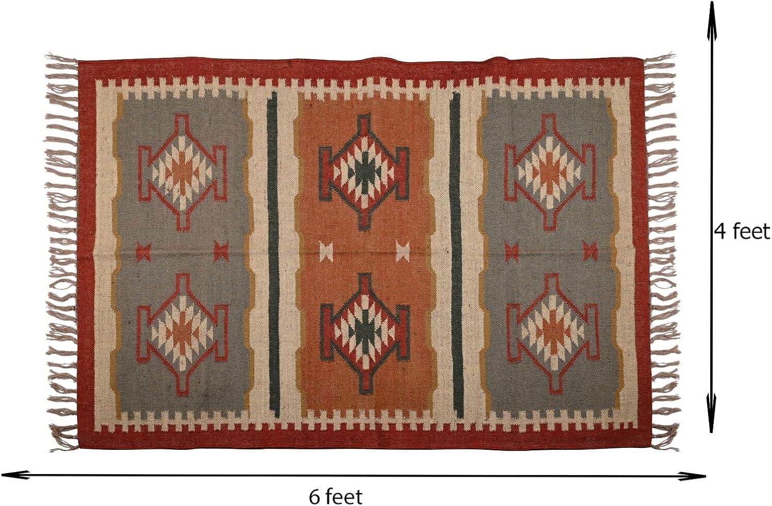 Multicolor Woven Jute Kilim Runner Rug