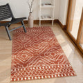 Brown Washable Moroccan Geometric Rug