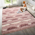Pink White Fluffy Non-Slip Shag Rug