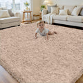 Beige Non-Slip Soft Fluffy Shag Rug