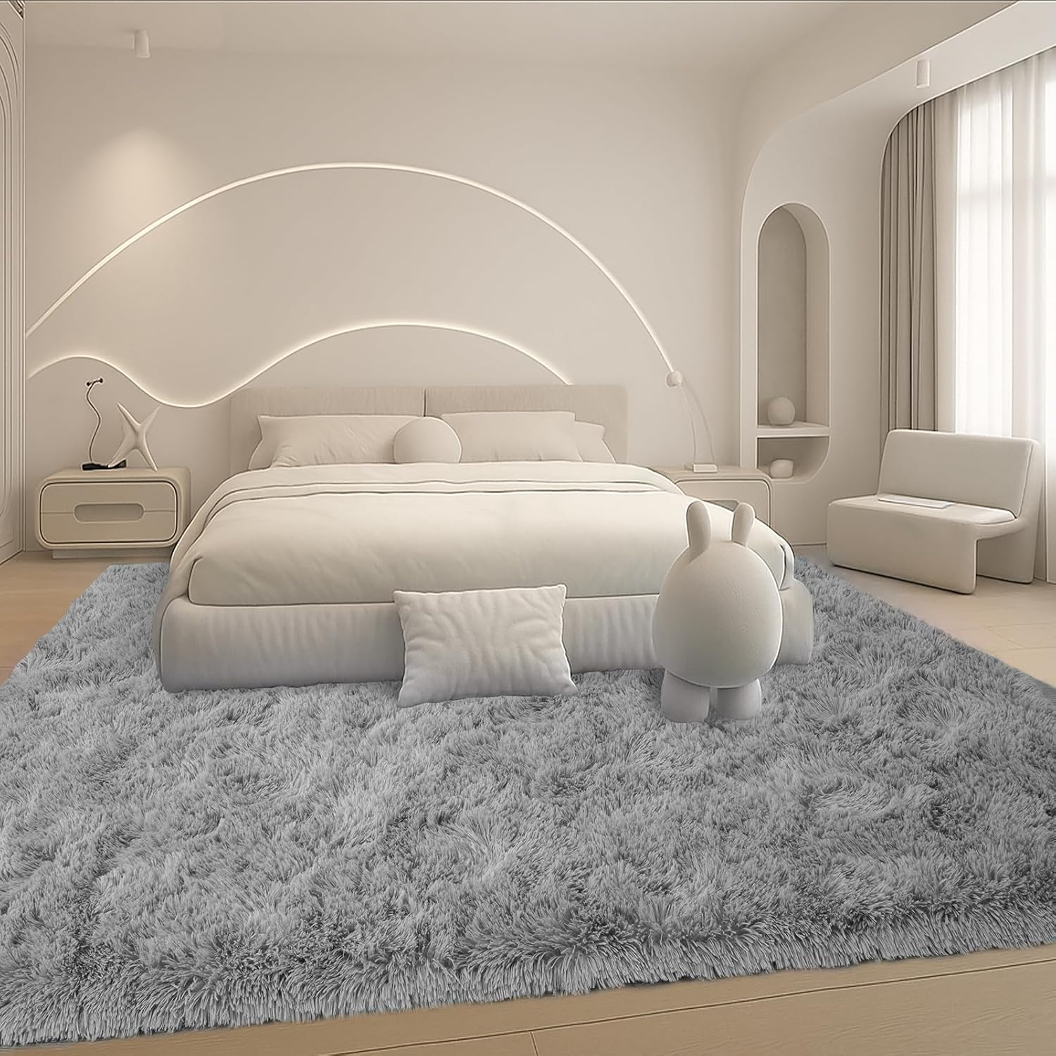 Grey Thick Non-Slip Fluffy Shag Rug