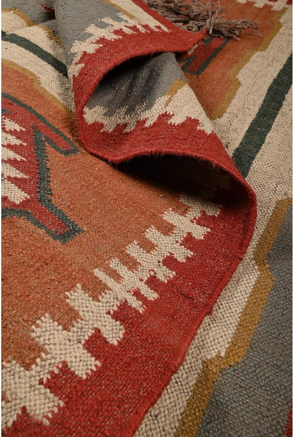Multicolor Woven Jute Kilim Runner Rug