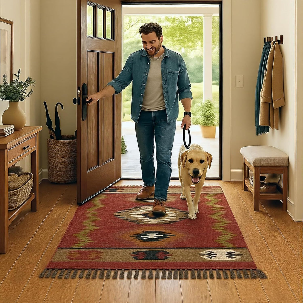 Multicolor Reversible Woven Kilim Rug