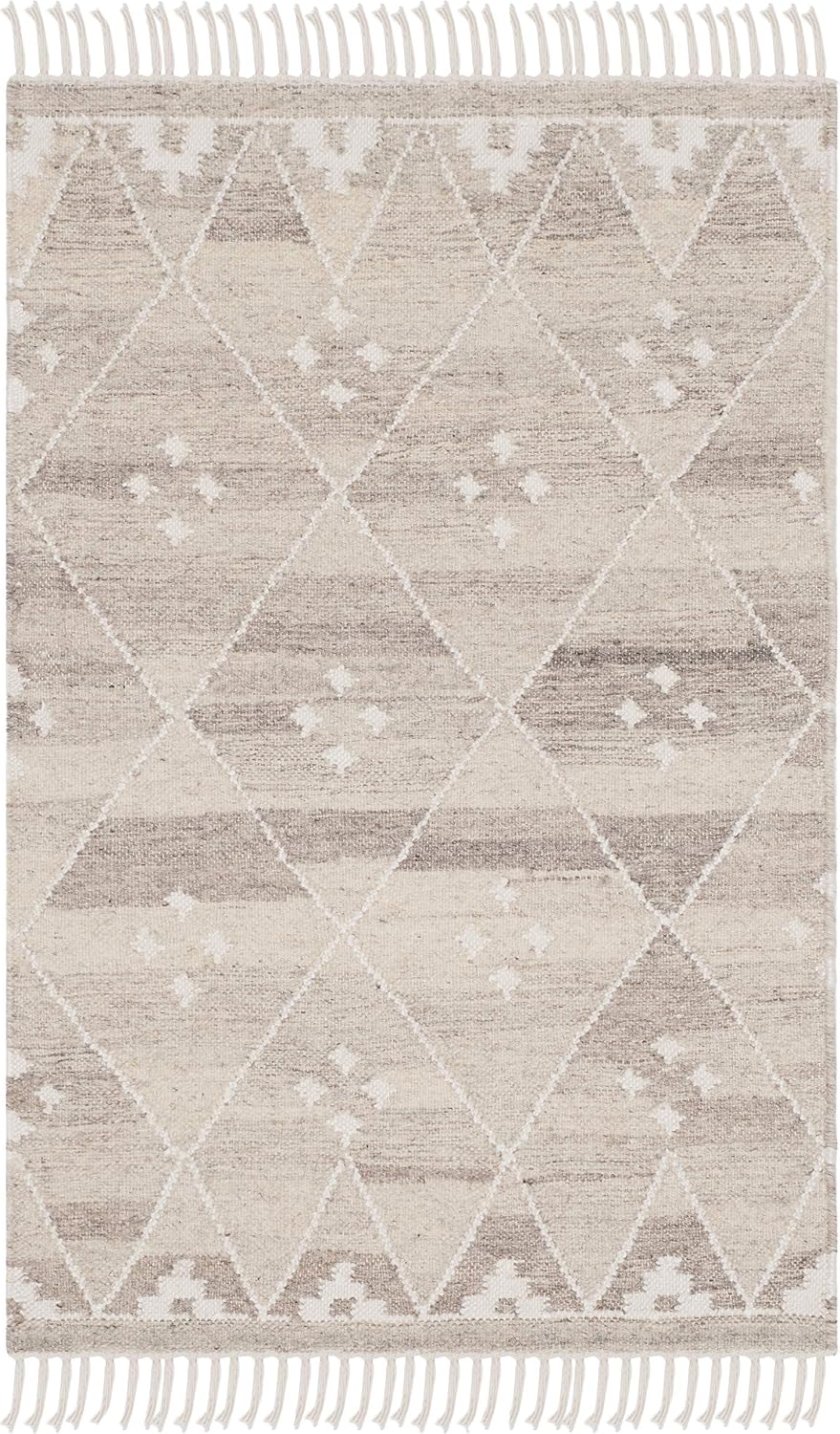 Ivory Handmade Boho Tribal Kilim Rug