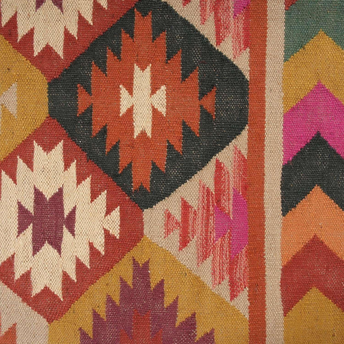 Boho Geometric Handwoven Jute Kilim Rug