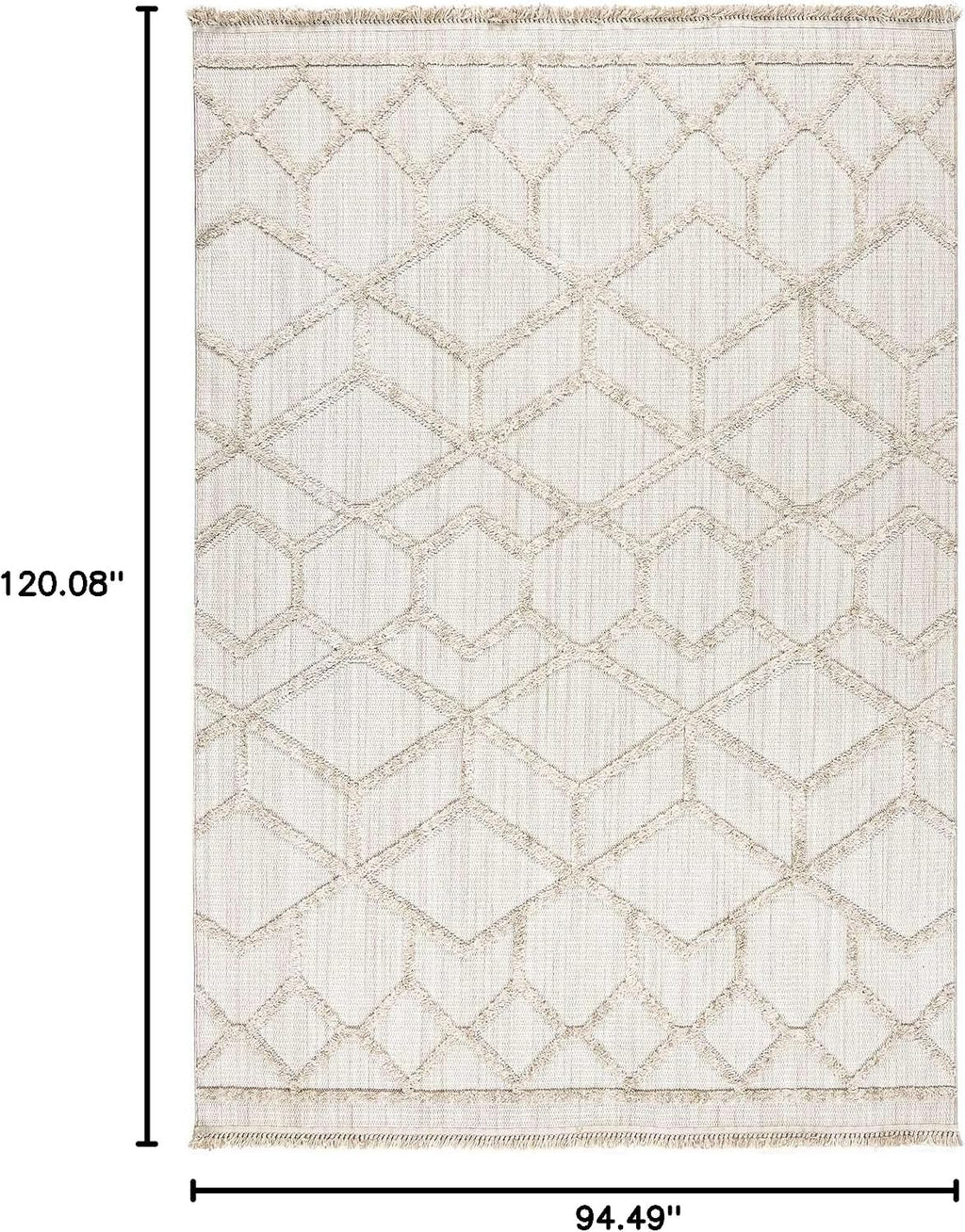 Cream Shaggy Moroccan Trellis Rug