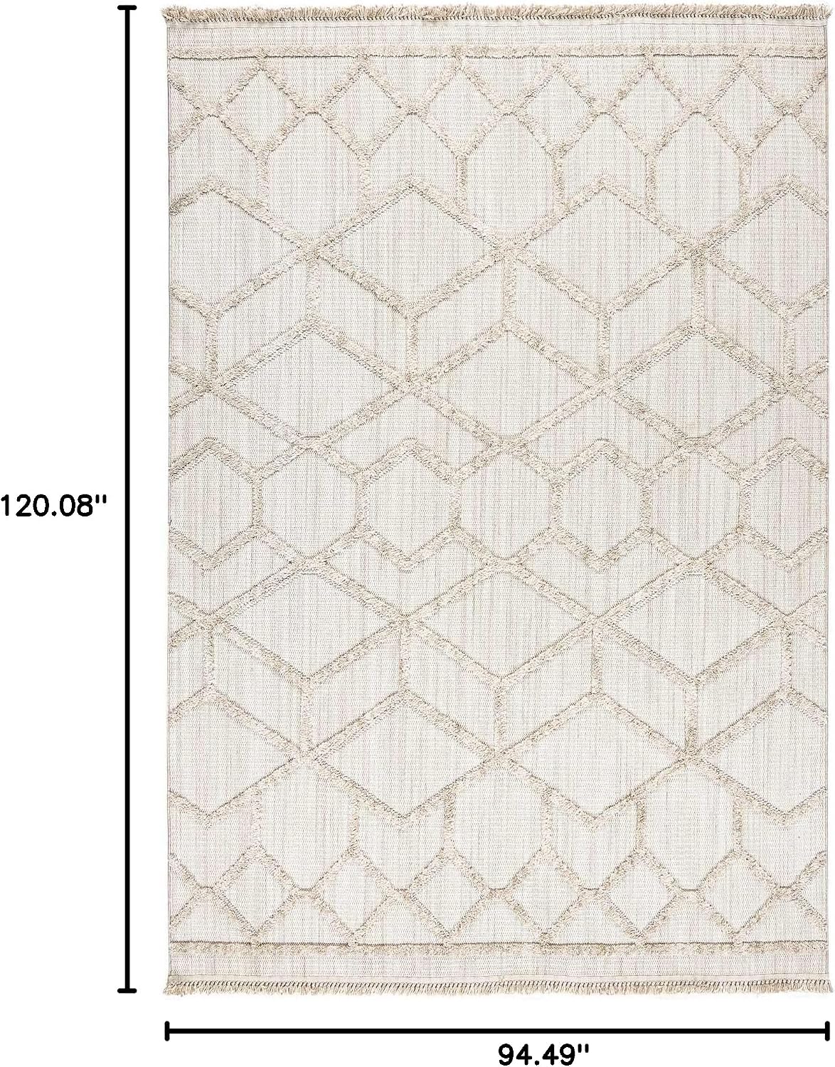 Cream Shaggy Moroccan Trellis Rug