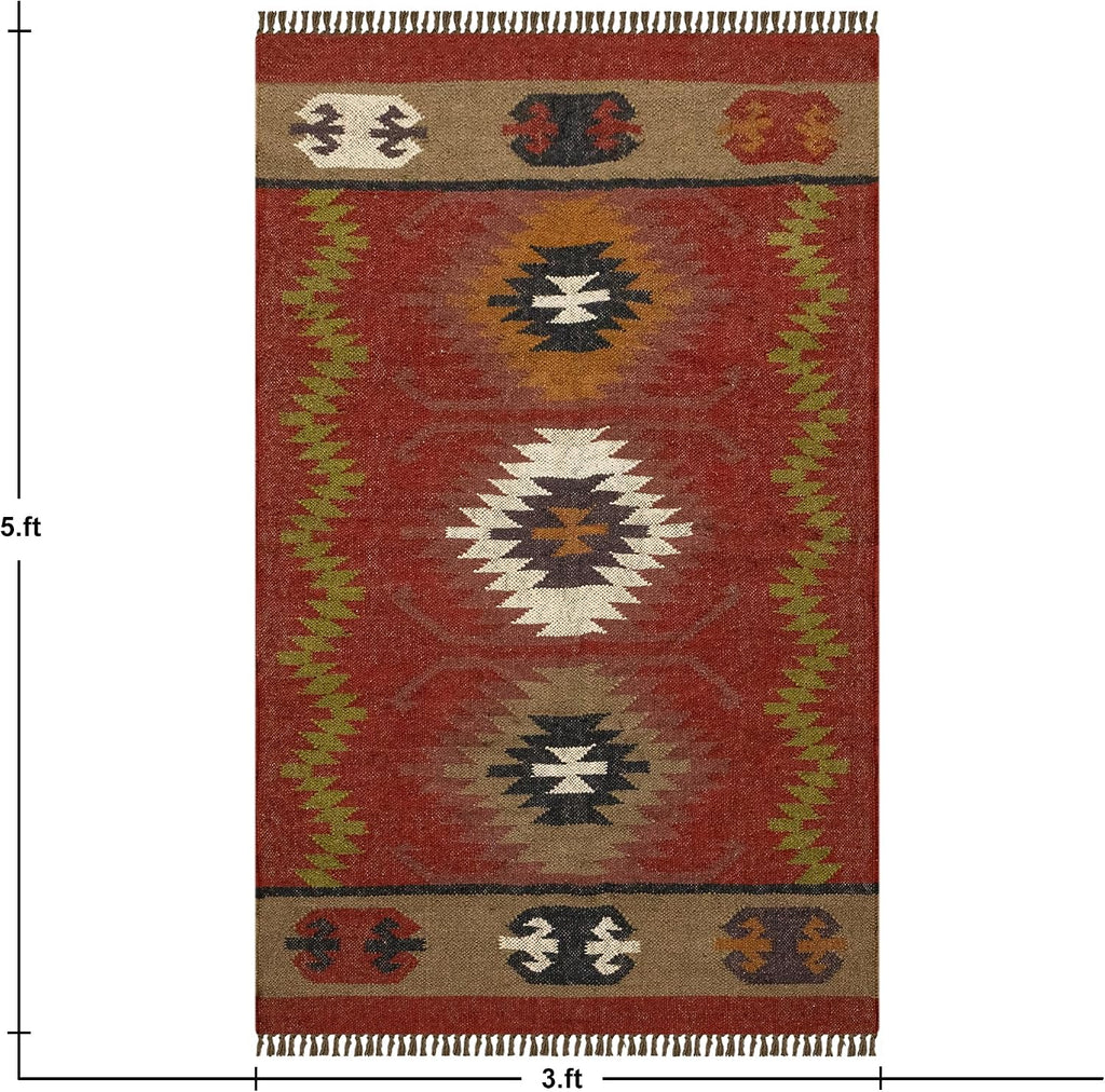 Multicolor Reversible Woven Kilim Rug