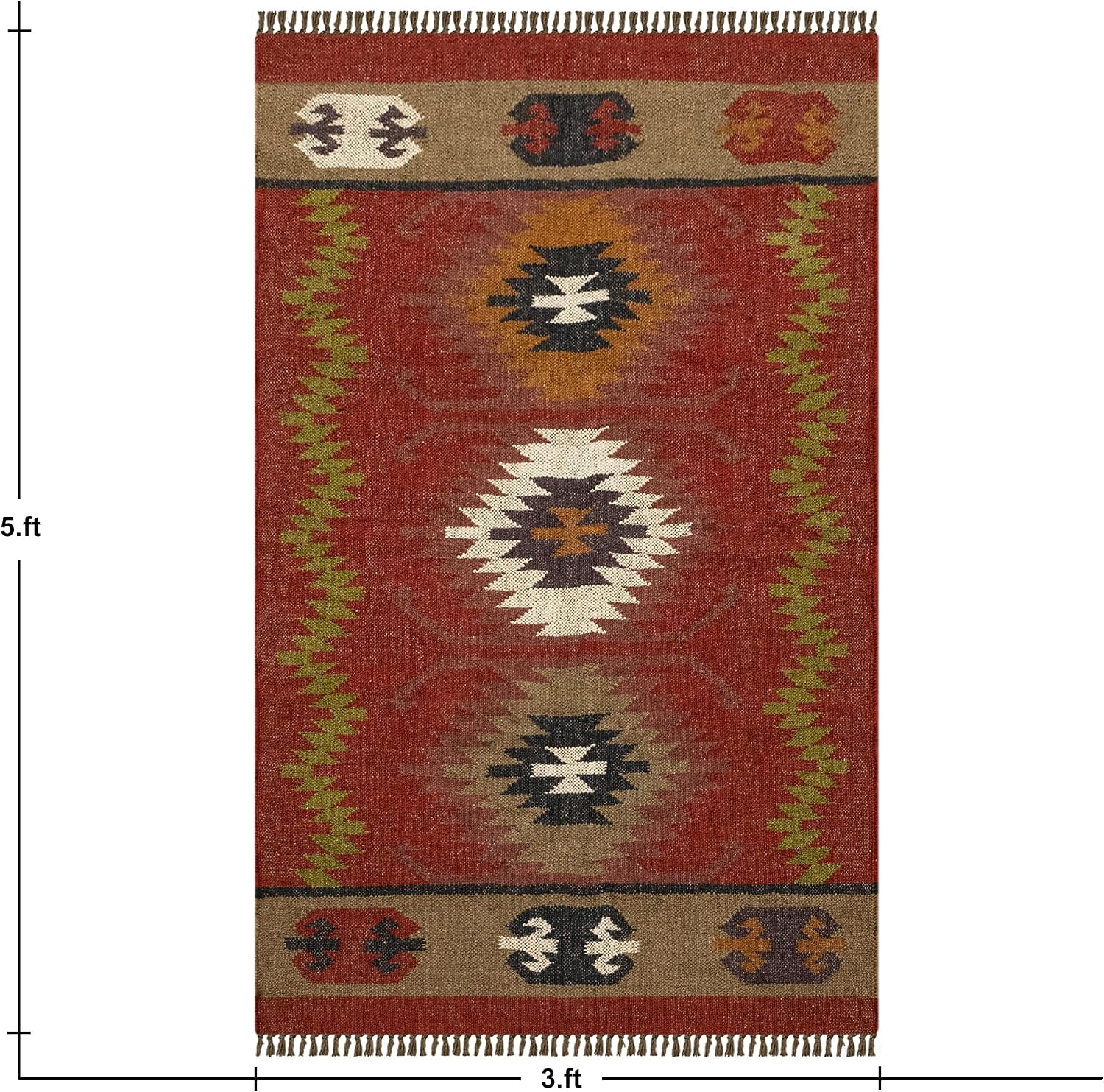 Multicolor Reversible Woven Kilim Rug