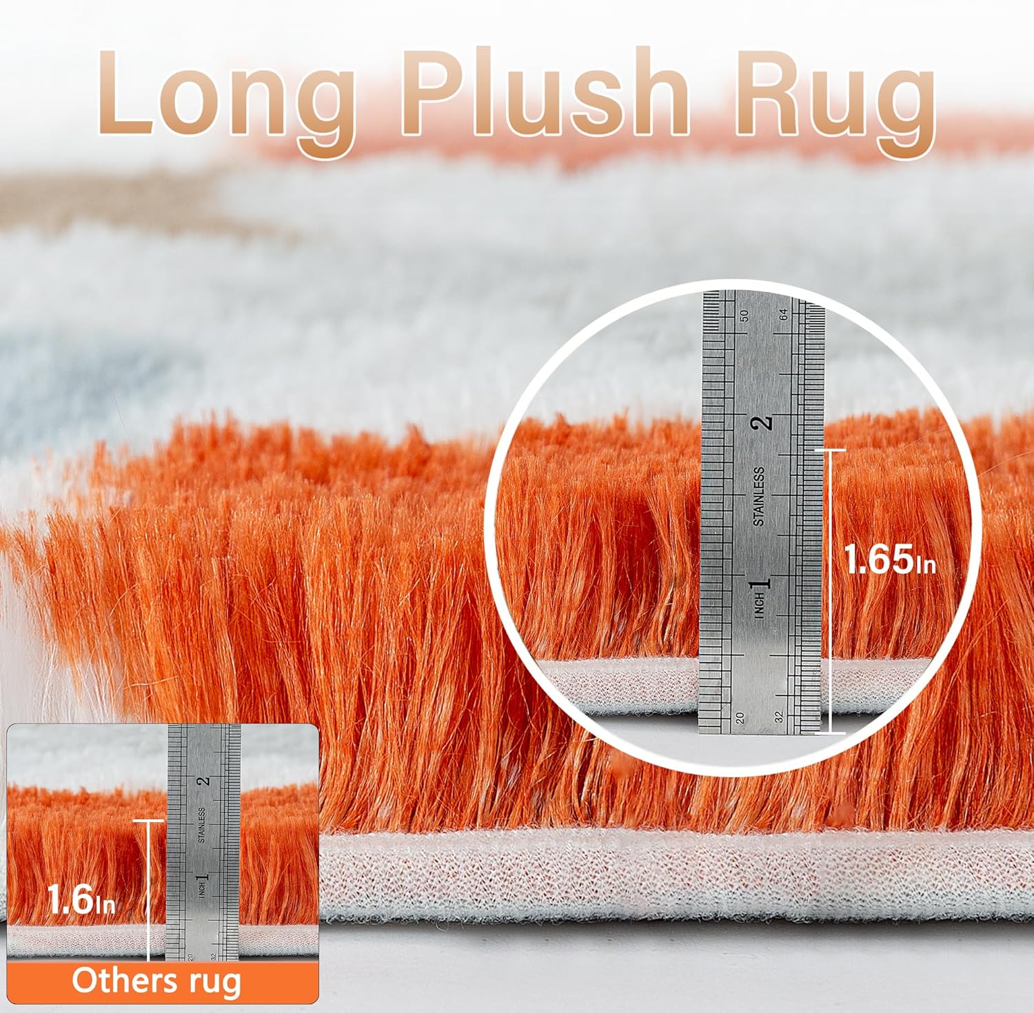 Washable Checkered Fluffy Shag Rug