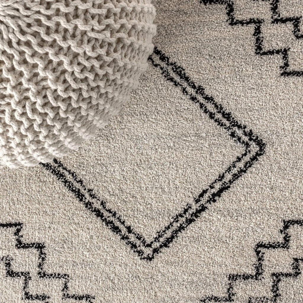 Cream Black Beni Souk Moroccan Rug