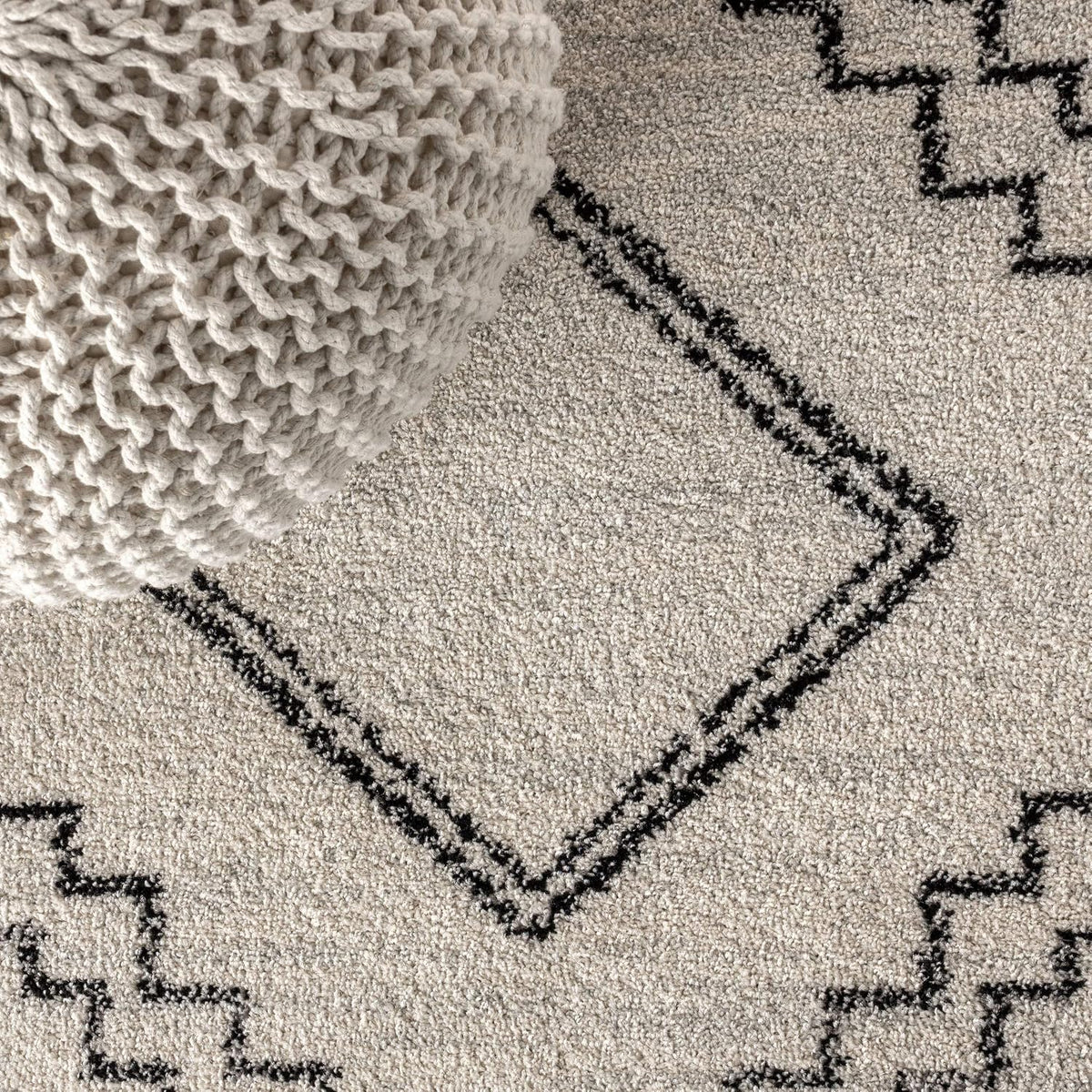 Cream Black Beni Souk Moroccan Rug