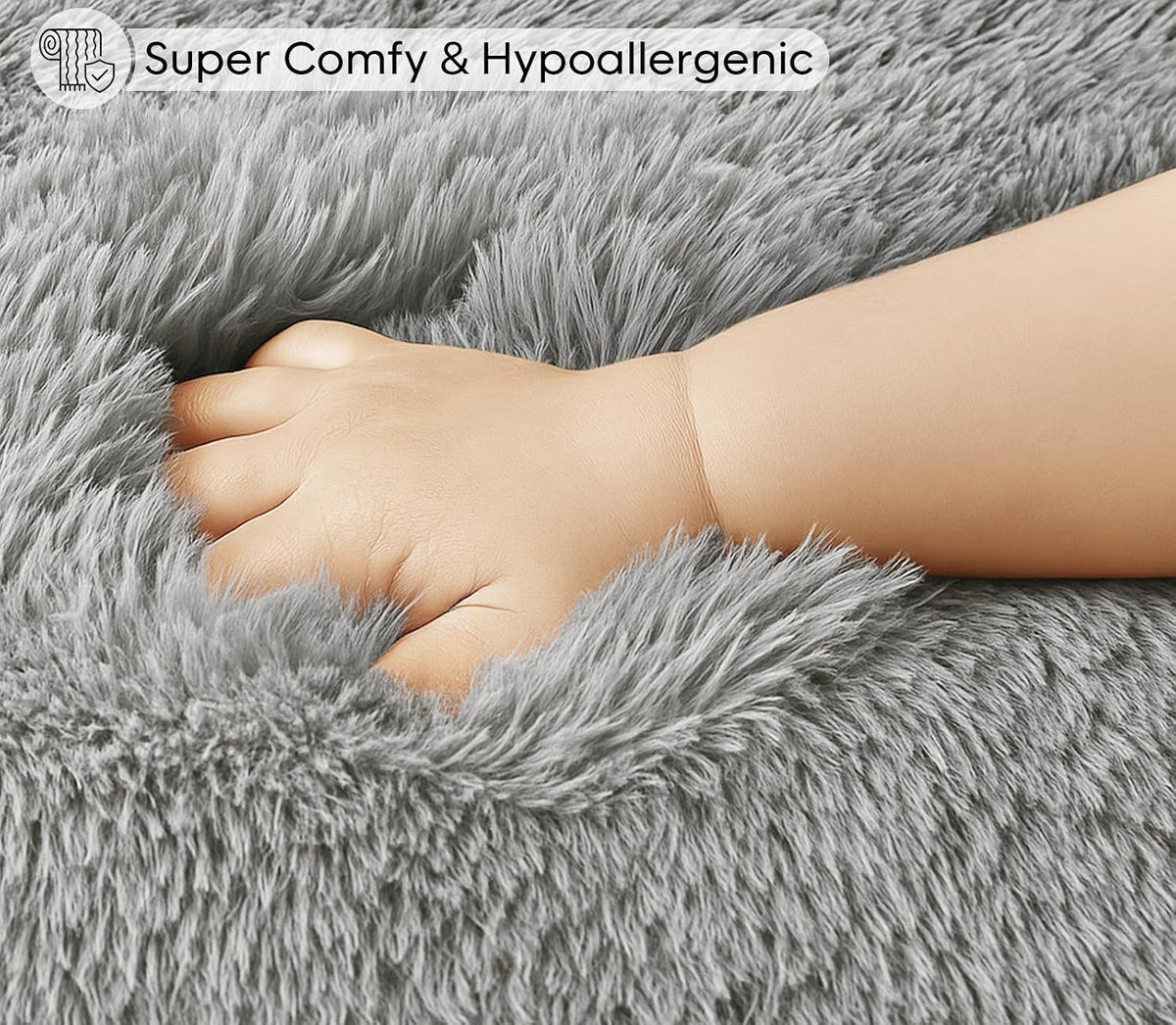 Grey Thick Non-Slip Fluffy Shag Rug